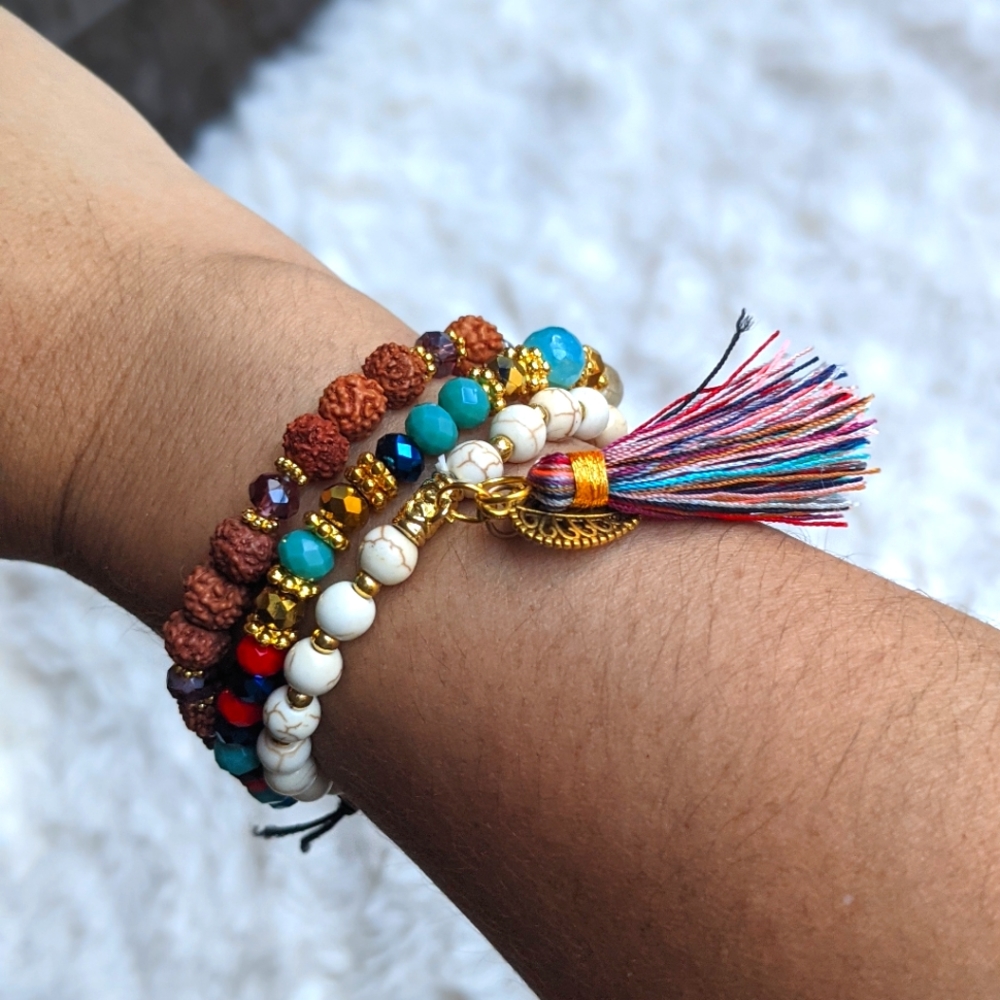 ANTHRO COCOBELLE Ojai Mala Beaded Stretchy Bracelets **LAST ONE**